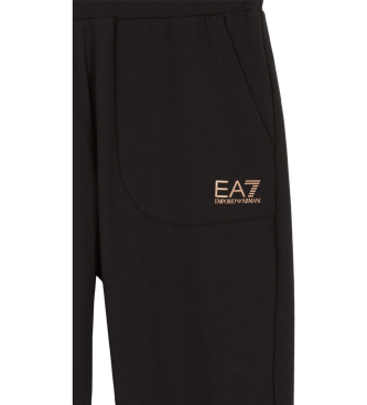 EA7 Shiny Girl black stretch cotton tracksuit bottoms