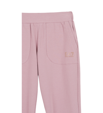 EA7 Shiny Girl roze stretch katoenen joggingbroek