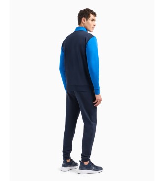 EA7 Athletic Colour Block trningsdragt i navyfarvet bomuldsblanding