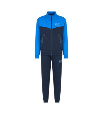 EA7 Athletic Colour Block trningsdragt i navyfarvet bomuldsblanding