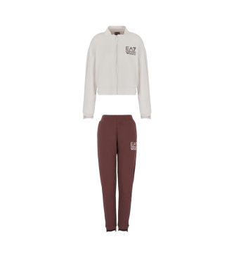 EA7 French terry tracksuit brown, white