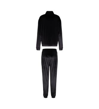 EA7 Athletic Velour Tracksuit in black technical fabric