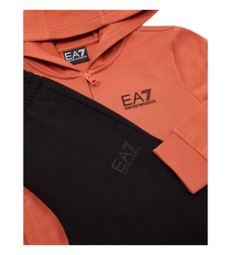 EA7 Visibility Boy trningsdragt i bomuld, sort, orange