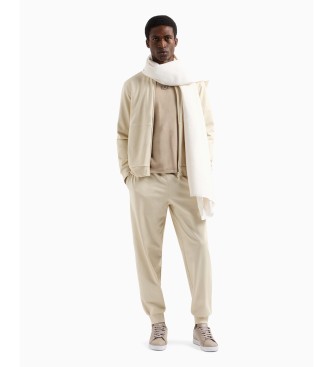 EA7 Visibility beige bomuldstrningsdragt med fuld lynls