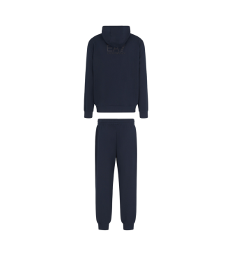 EA7 Visibility Tracksuit i plys, navyfarvet bomuldsblandet fleece