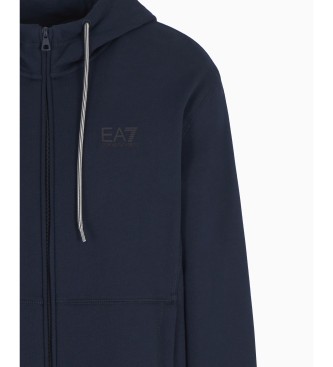 EA7 Visibility Tracksuit i plys, navyfarvet bomuldsblandet fleece