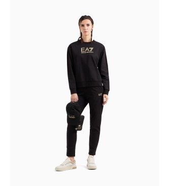 EA7 Tuta in cotone elasticizzato con girocollo nero