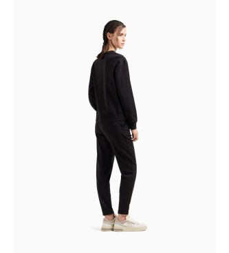 EA7 Tuta in cotone elasticizzato con girocollo nero