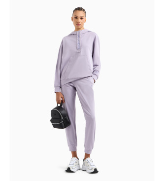 EA7 Stretch cotton knitted tracksuit with hood lilac