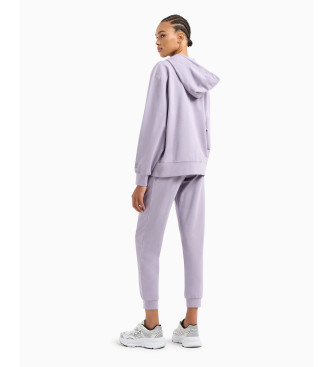 EA7 Stretch cotton knitted tracksuit with hood lilac