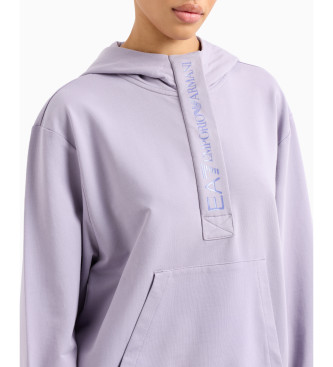 EA7 Stretch cotton knitted tracksuit with hood lilac