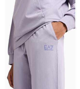 EA7 Stretch cotton knitted tracksuit with hood lilac