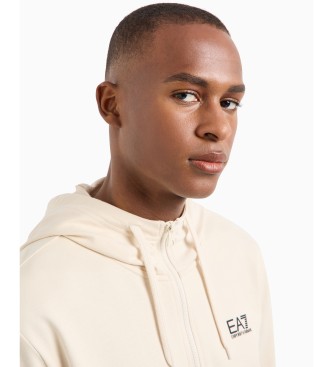 EA7 Stickad trningsoverall i bomull Core Identity  beige, svart