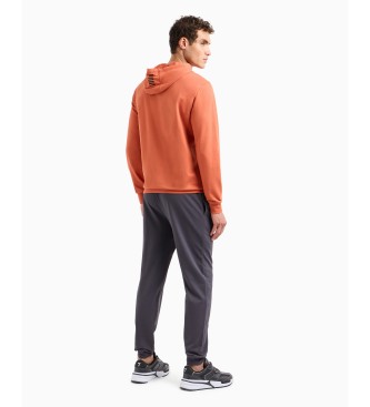 EA7 Regular fit cotton tracksuit orange, grey