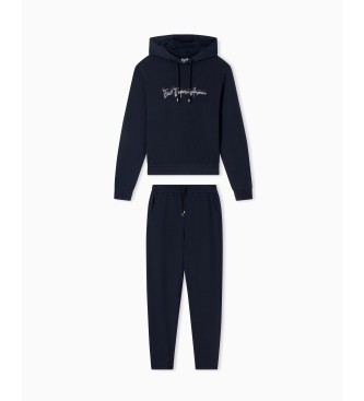 EA7 Survêtement en mélange de coton stretch marine