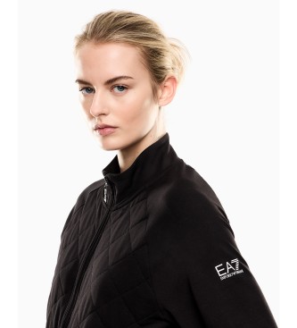 EA7 Rozciągliwy bawełniany dres ze spodniami cargo czarny