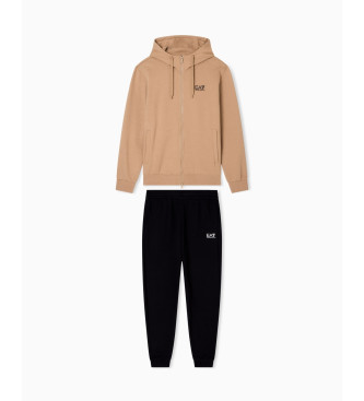 EA7 Tuta con cappuccio marrone Core Identity