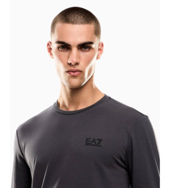 EA7 T-shirt  manches longues en coton Core Identity gris fonc