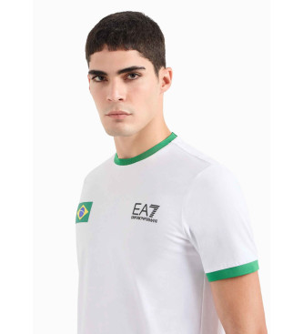EA7 T-shirt de la srie graphique drapeau blanc