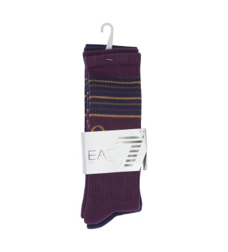 EA7 Conjunto 2 Pares de Meias 7.0 lils, azul marinho