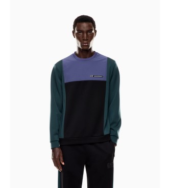 EA7 Bluza Athletic Colour Block w kolorze niebieskim