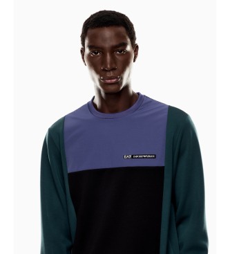 EA7 Bluza Athletic Colour Block w kolorze niebieskim