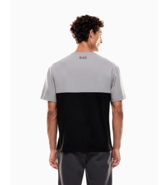 EA7 Athletic Colour Block cotton blend t-shirt light grey