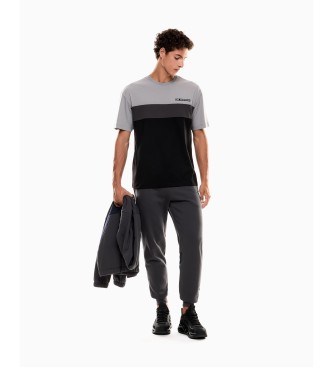 EA7 Athletic Colour Block cotton blend t-shirt light grey