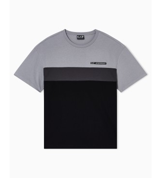 EA7 Athletic Colour Block cotton blend t-shirt light grey