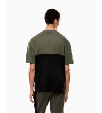 EA7 Athletic Colour Block cotton blend T-shirt dark green