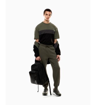 EA7 Athletic Colour Block cotton blend T-shirt dark green