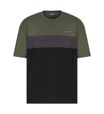EA7 Athletic Colour Block cotton blend T-shirt dark green