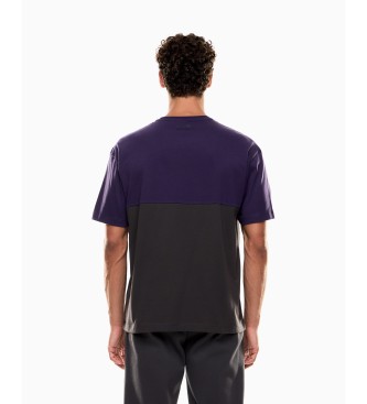 EA7 Athletic Colour Block cotton blend T-shirt dark grey