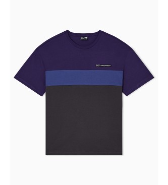 EA7 Athletic Colour Block cotton blend T-shirt dark grey