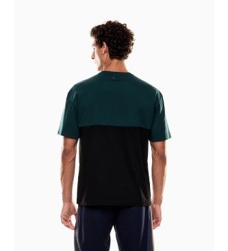 EA7 Athletic Colour Block cotton blend T-shirt green