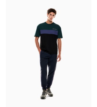 EA7 Athletic Colour Block cotton blend T-shirt green