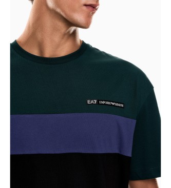 EA7 Athletic Colour Block cotton blend T-shirt green