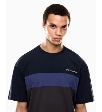 EA7 Athletic Colour Block navy cotton-blend T-shirt