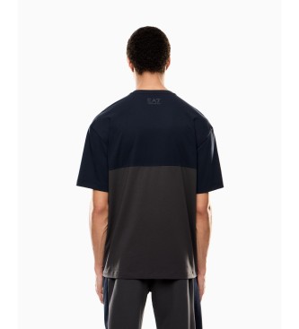 EA7 Athletic Colour Block navy cotton-blend T-shirt