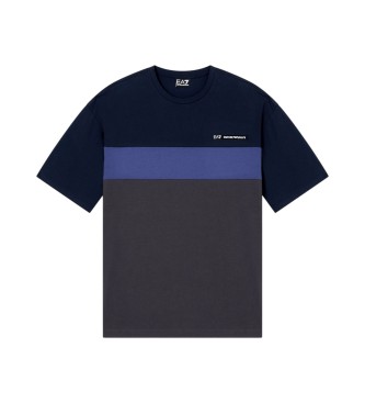 EA7 Athletic Colour Block navy cotton-blend T-shirt