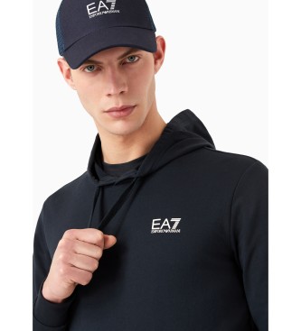 EA7 Mikina s kapuco Core Identity v mornariški barvi