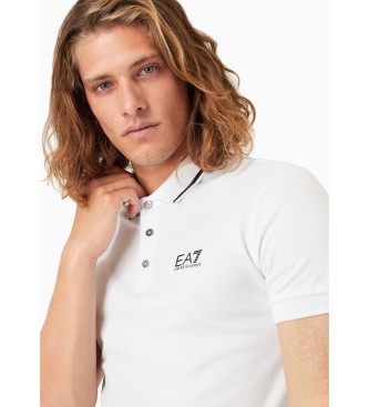 EA7 Core Identity white pique polo shirt