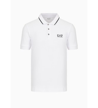 EA7 Core Identity white pique polo shirt