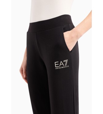 EA7 Elastyczne bawełniane spodnie dresowe Core czarne