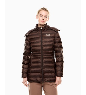 EA7 Casaco com capuz de nylon acolchoado castanho com capuz