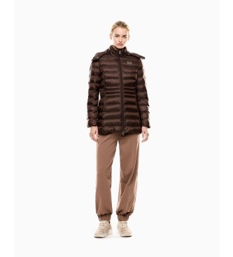 EA7 Casaco com capuz de nylon acolchoado castanho com capuz