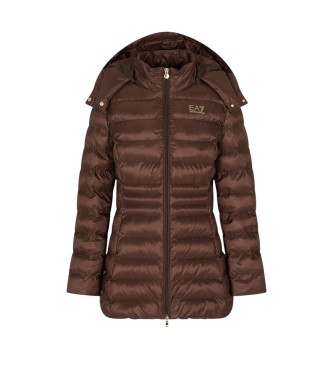 EA7 Casaco com capuz de nylon acolchoado castanho com capuz
