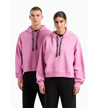 EA7 Core Identity wide hooded sweatshirt pink