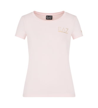 EA7 T-shirt Evolution in jersey di misto cotone rosa