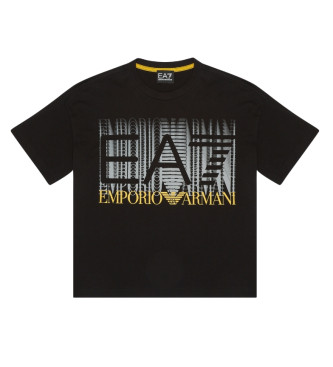 EA7 T-shirt nera con monogramma della serie grafica